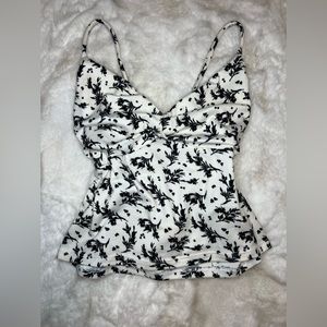 small printed black and white top